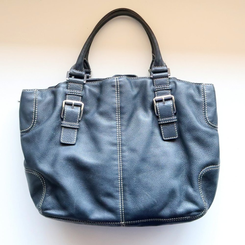 Michael Kors Navy Leather Tote - Picture 2 of 7